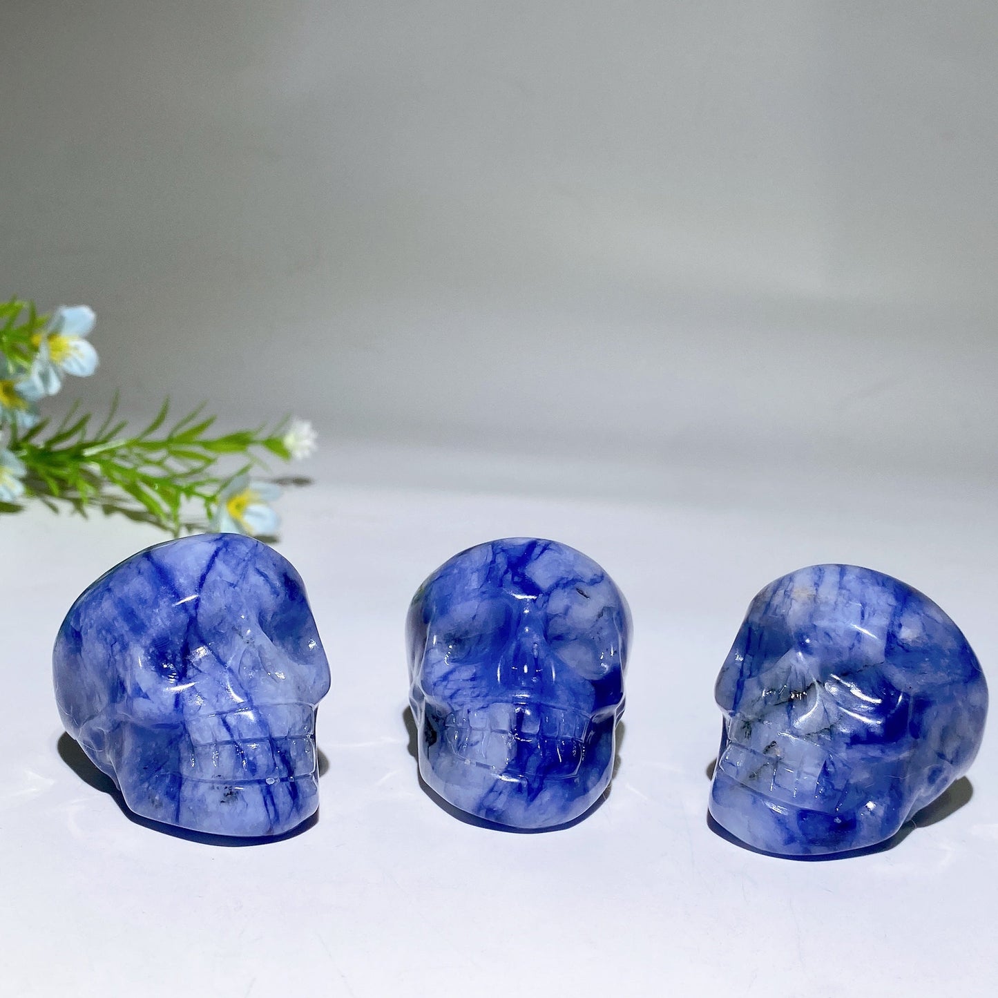 1.8" UV Reactive Sodalite Skull Carving Crystal Healing Bulk Wholesale
