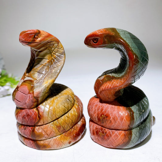 3.7" Polychrome Cobra Snake Carving Crystal Healing Bulk Wholesale