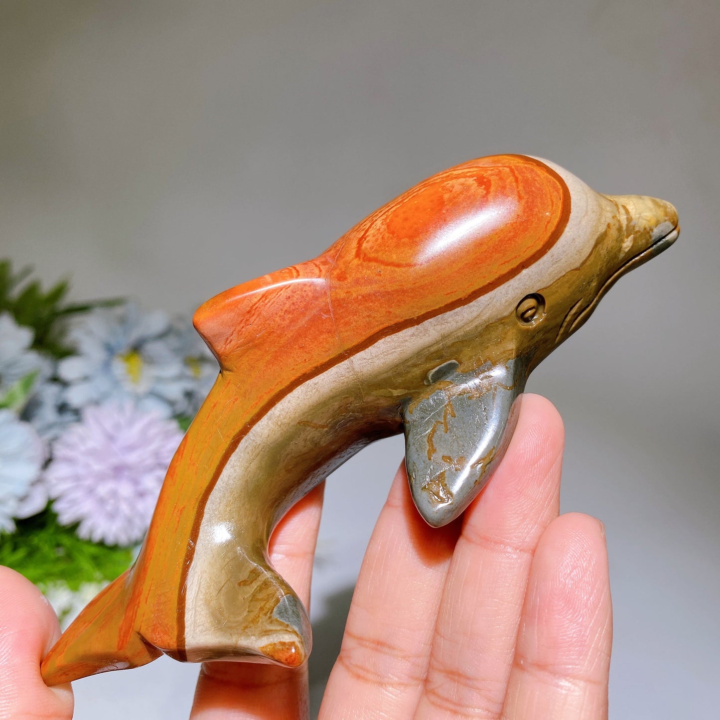 5.0"-6.0" Polychrome Dolphin Carving Crystal Healing Bulk Wholesale