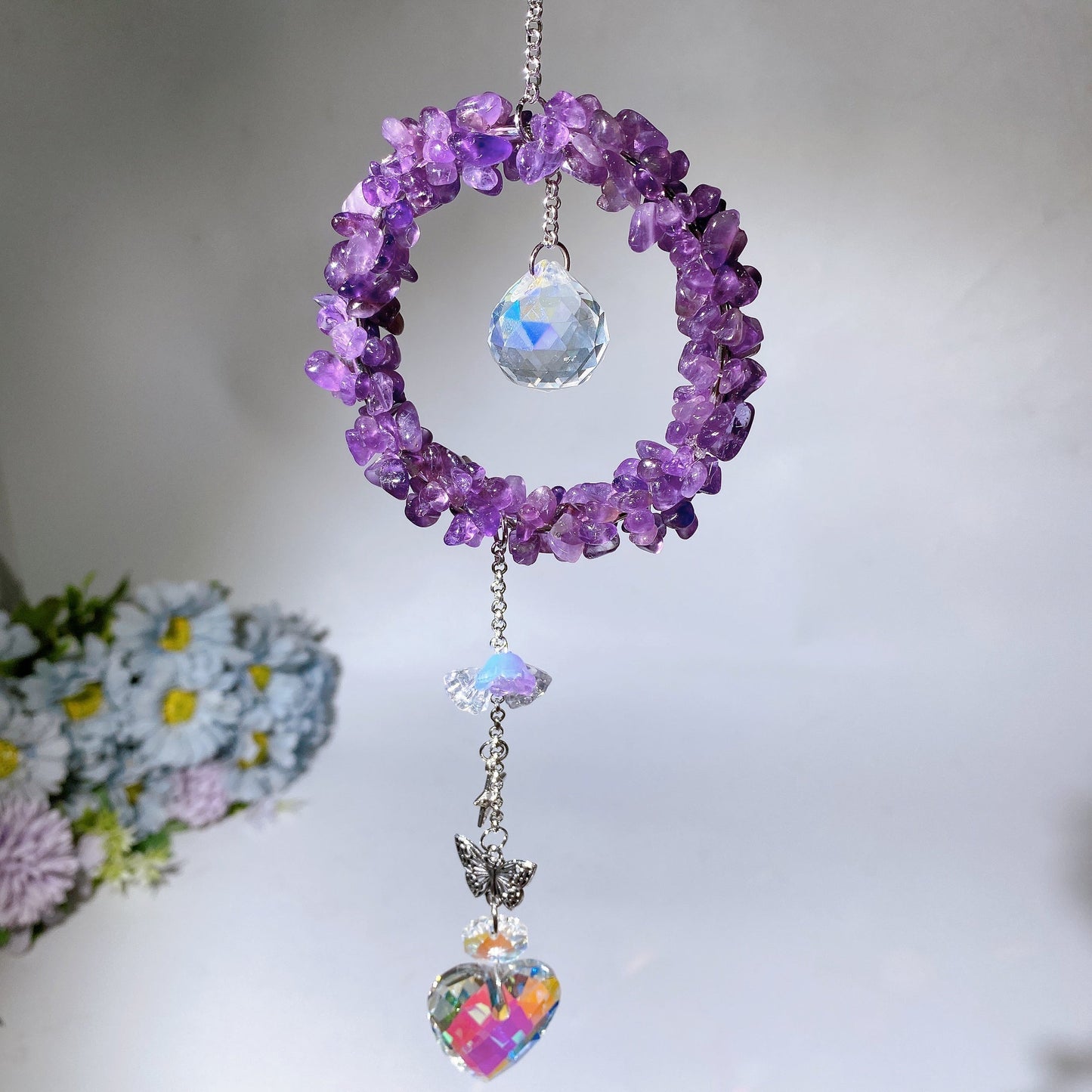 Crystal Chips Suncatcher Hanging Ornament Crystal Healing Bulk Wholesale