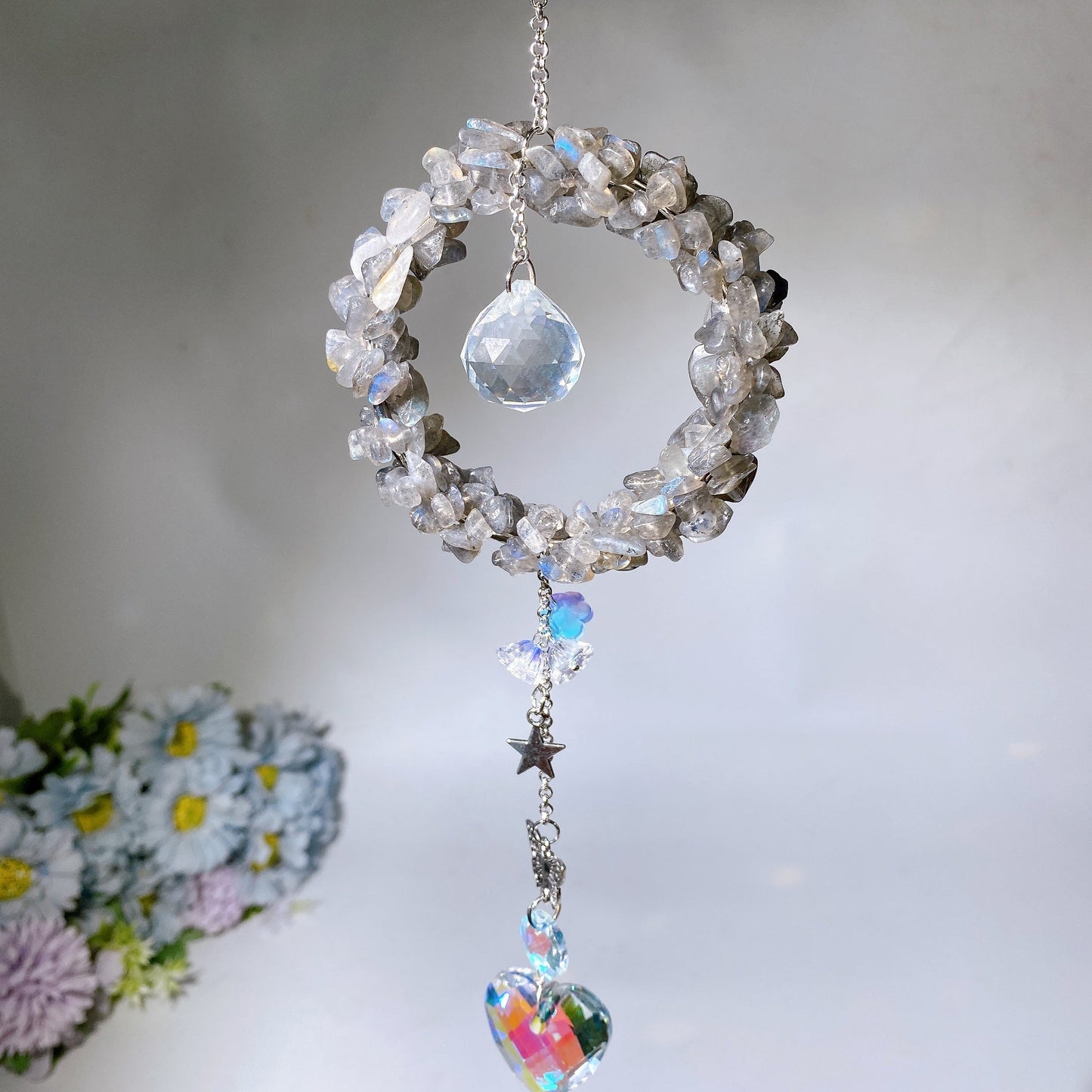 Crystal Chips Suncatcher Hanging Ornament Crystal Healing Bulk Wholesale