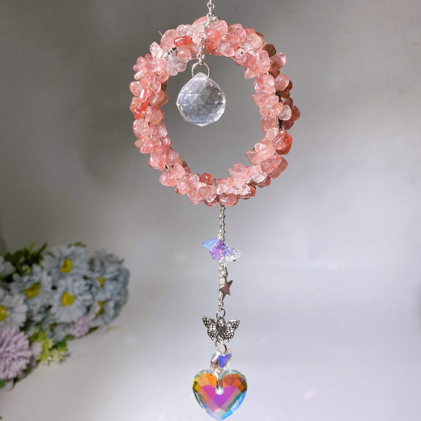 Crystal Chips Suncatcher Hanging Ornament Crystal Healing Bulk Wholesale