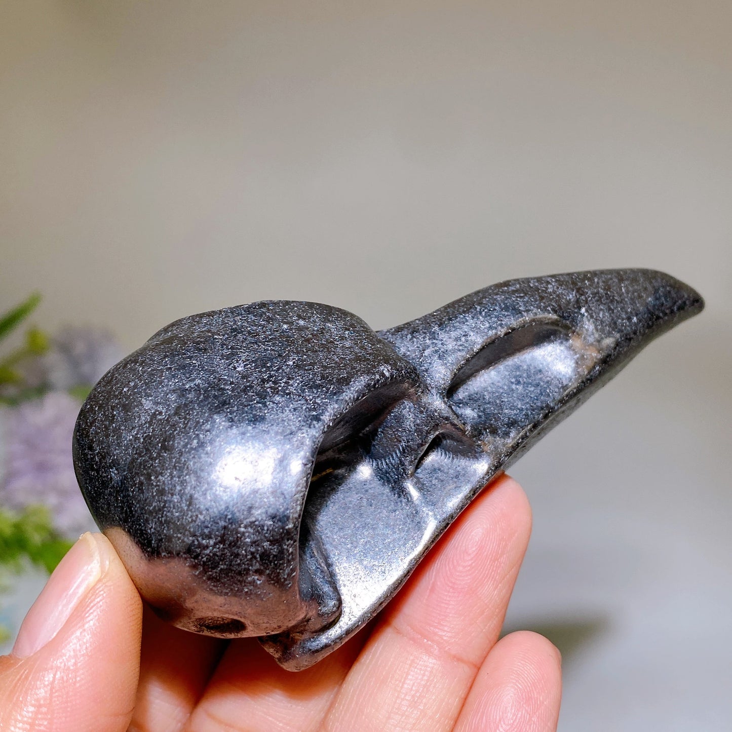 3.8" Schungite Raven Skull Carving Crystal Healing Bulk Wholesale