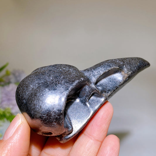 3.8" Schungite Raven Skull Carving Crystal Healing Bulk Wholesale