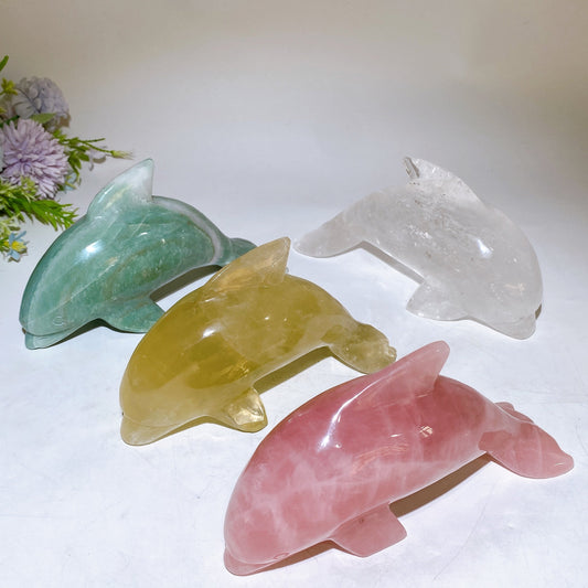 17-18cm Crystal Dolphin Carving Crystal Healing Bulk Wholesale