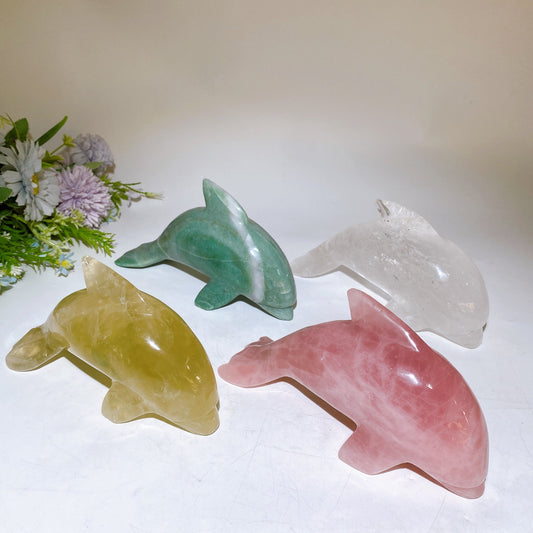 17-18cm Crystal Dolphin Carving Crystal Healing Bulk Wholesale