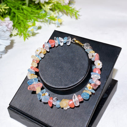 Crystal Chips Bracelet with Flower Decor Crystal Healing Bulk Wholesale