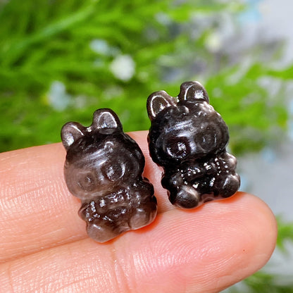 Silver Obsidian Fluorite Labubu Carving Crystal Healing Bulk Wholesale