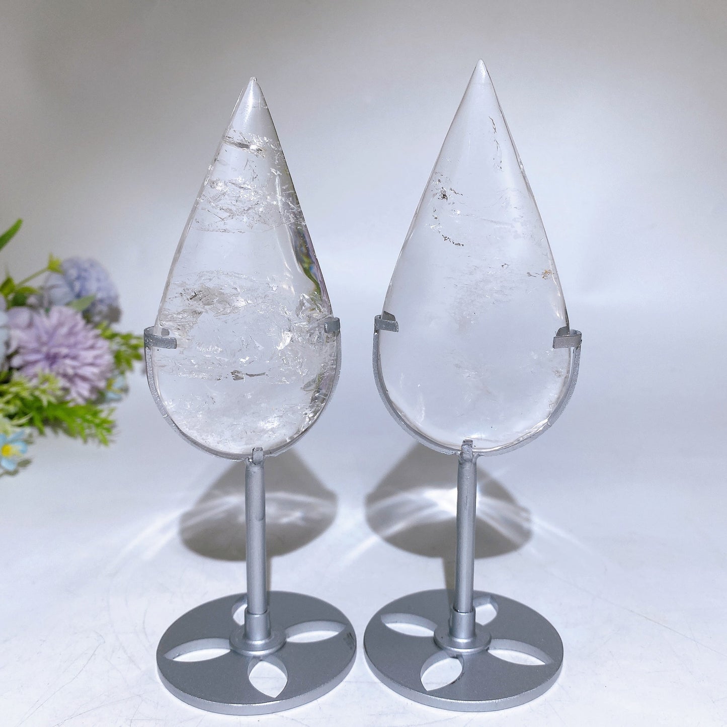 Rose Quartz Clear Quartz Drop Carving with Stand Crystal Healing Bulk Wholesale