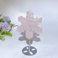 Rose Quartz Clear Quartz Snowflake Carving with Stand Crystal Healing Bulk Wholesale