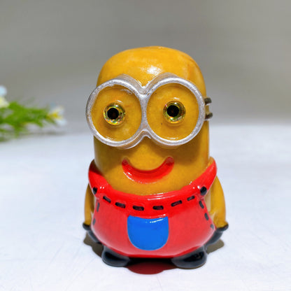 2.7" Yellow Jade Minion with Painting Carving Crystal Healing Bulk Wholesale