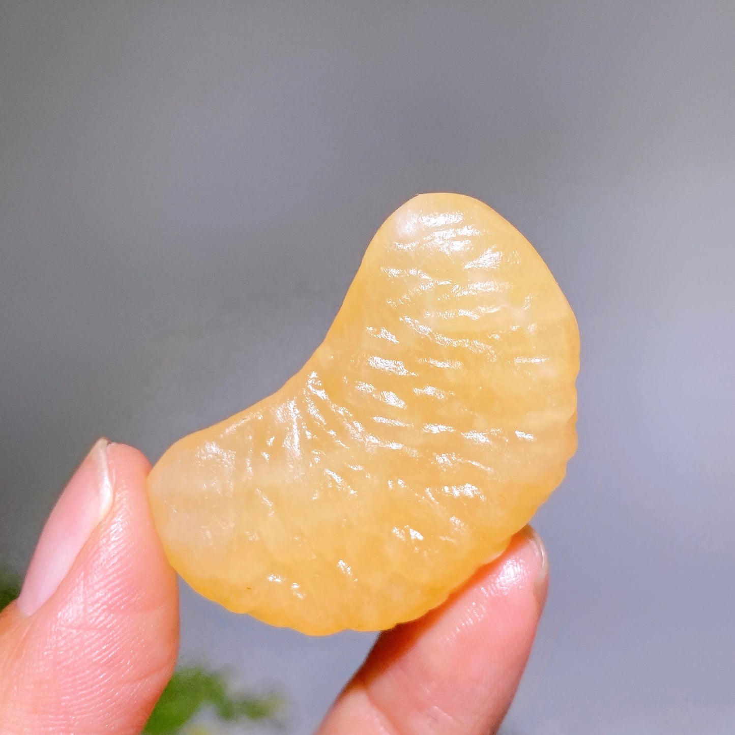 1.8" Orange Calcite Orange Segnment Fruit Carving Crystal Healing Bulk Wholesale