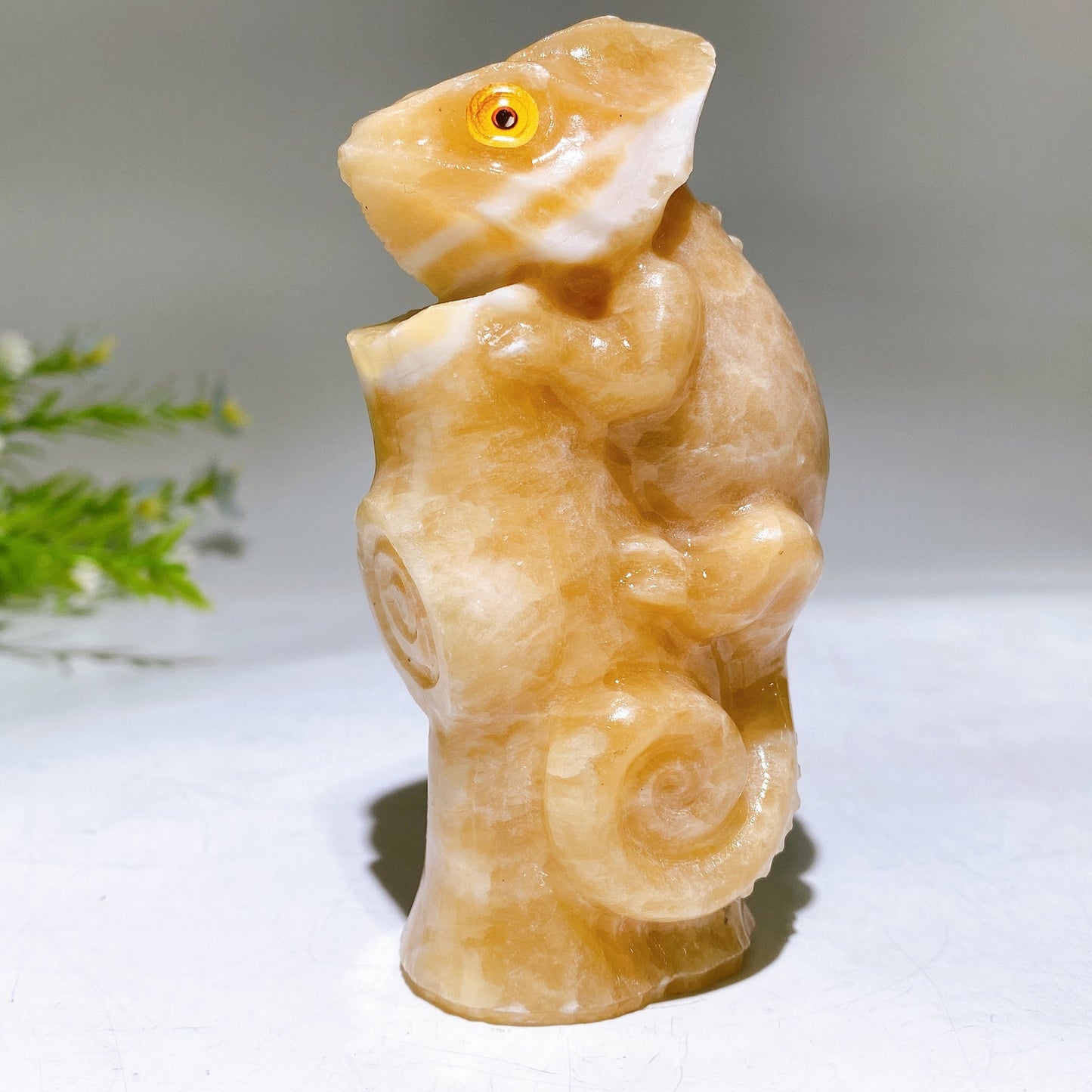 3.9" Natural Jade Chameleon Carving Crystal Healing Bulk Wholesale