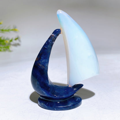 3.0" Crystal Sailboat Carving Crystal Healing Bulk Wholesale