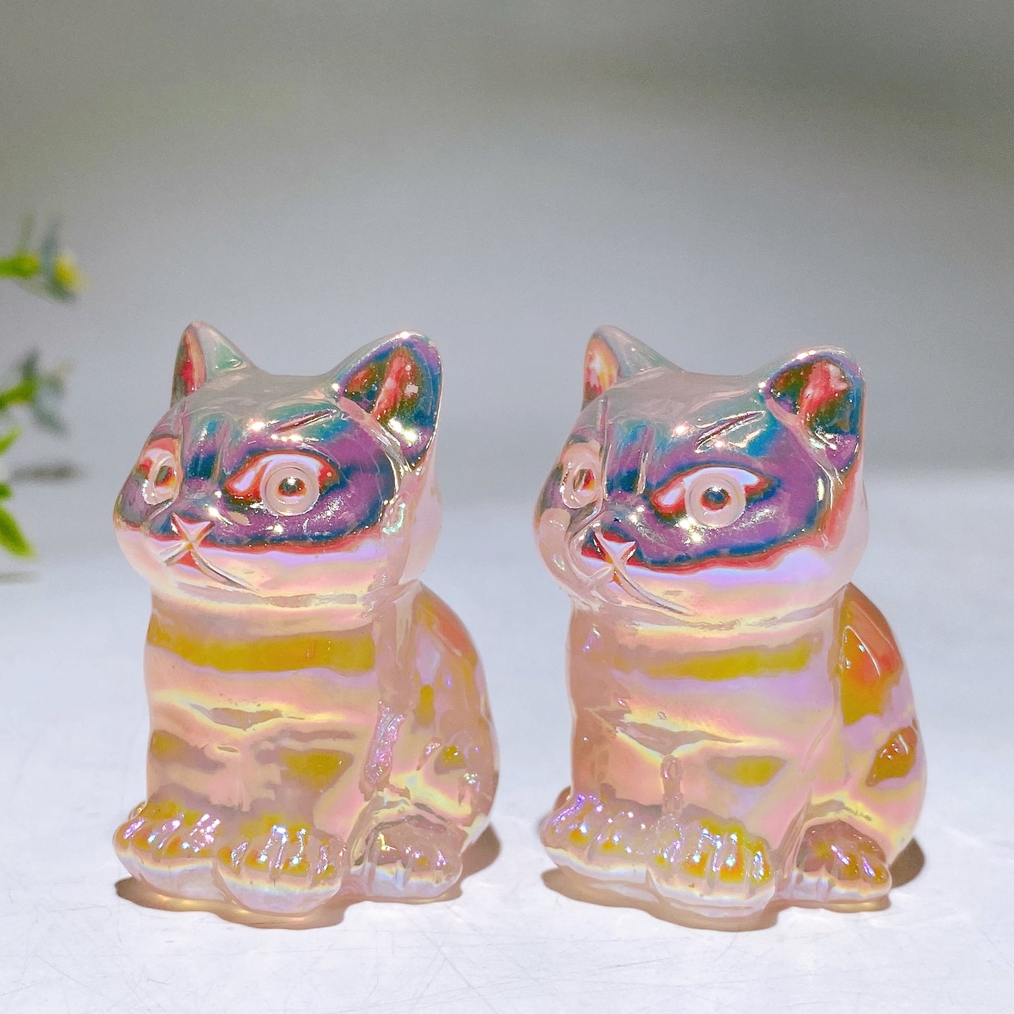 1.9" Aura Crystal Cat Carving Crystal Healing Bulk Wholesale