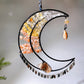 Wire Wrap Natural Gemstone Crystal Chips Moon Leaf Hanging Ornament Crystal Healing Bulk Wholesale