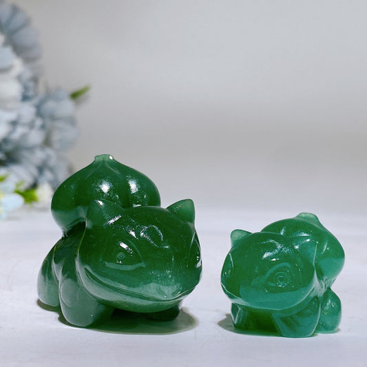 1.1"-1.6" Green Aventurine Bulbasaur Carving Crystal Healing Bulk Wholesale