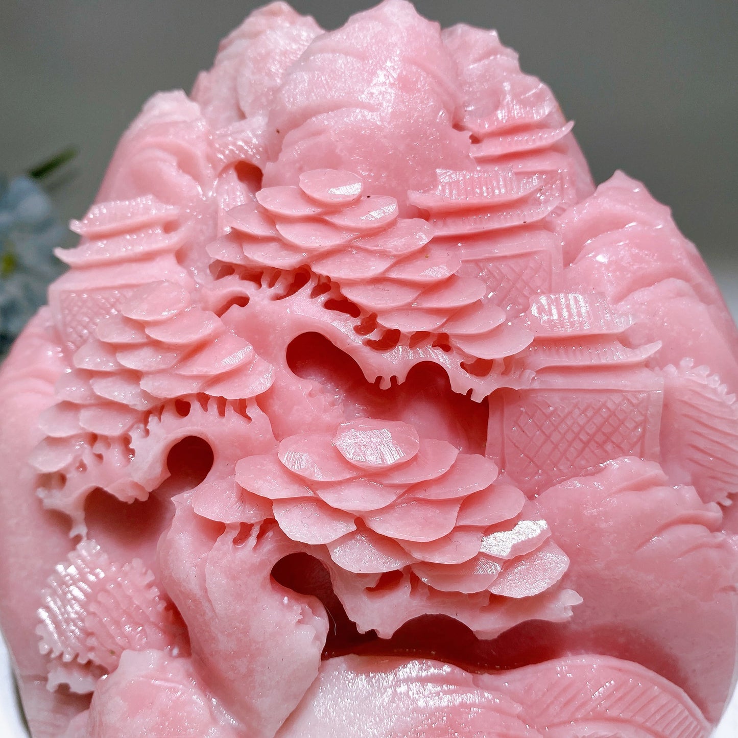 Unique Pink Opal Landscape Scenery Carving Crystal Healing Bulk Wholesale