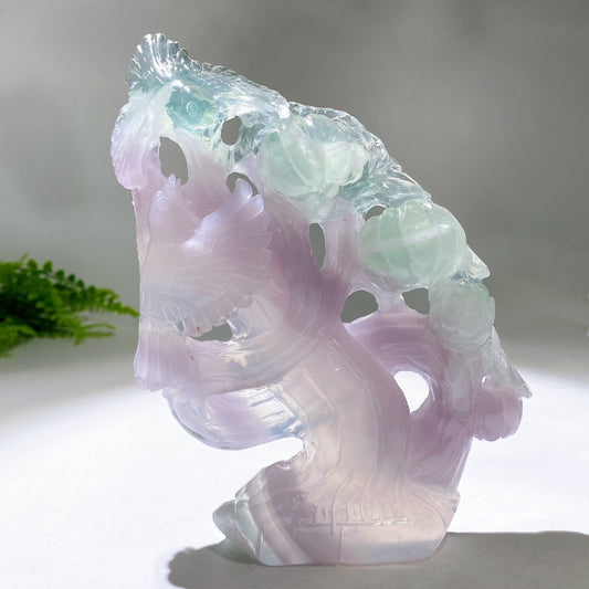 Hand Carved Fluorite Birds Gourd  Pumpkin Crystal Healing Bulk Wholesale