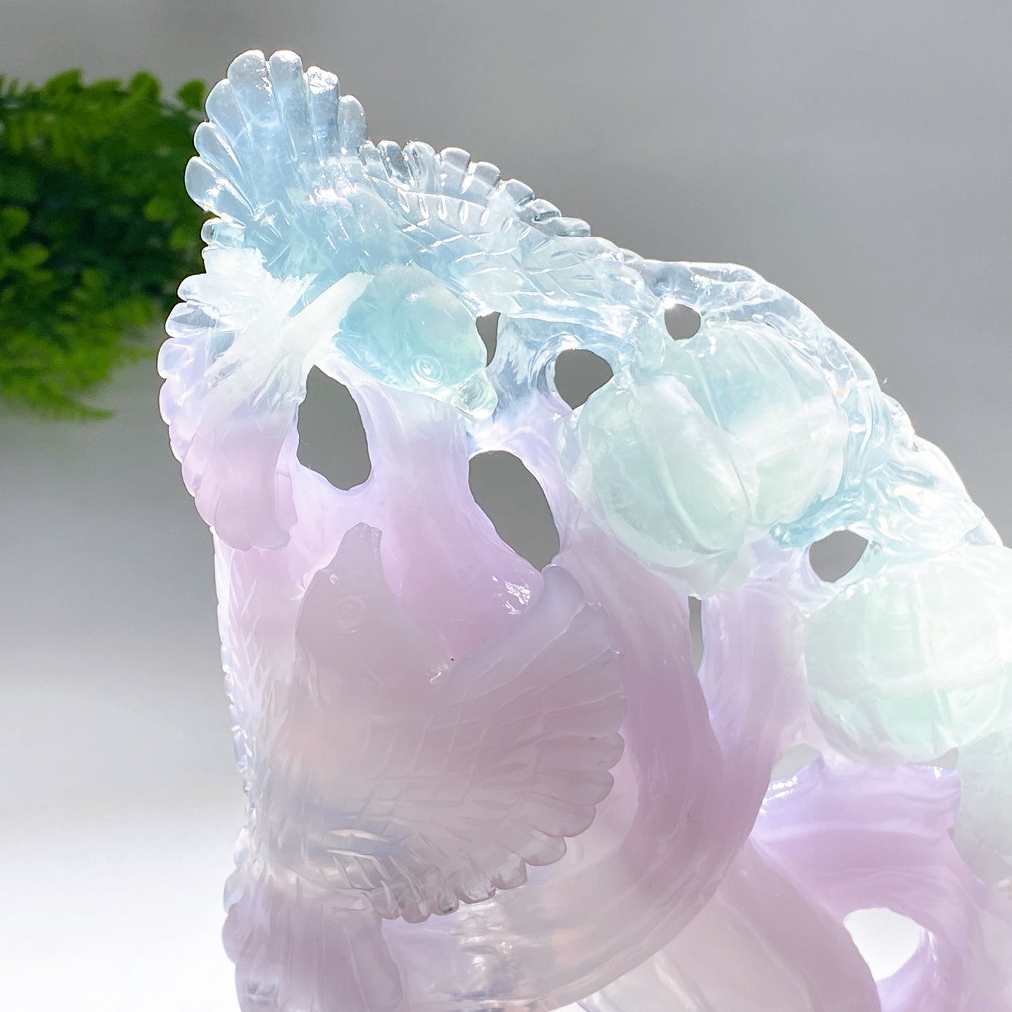 Hand Carved Fluorite Birds Gourd  Pumpkin Crystal Healing Bulk Wholesale