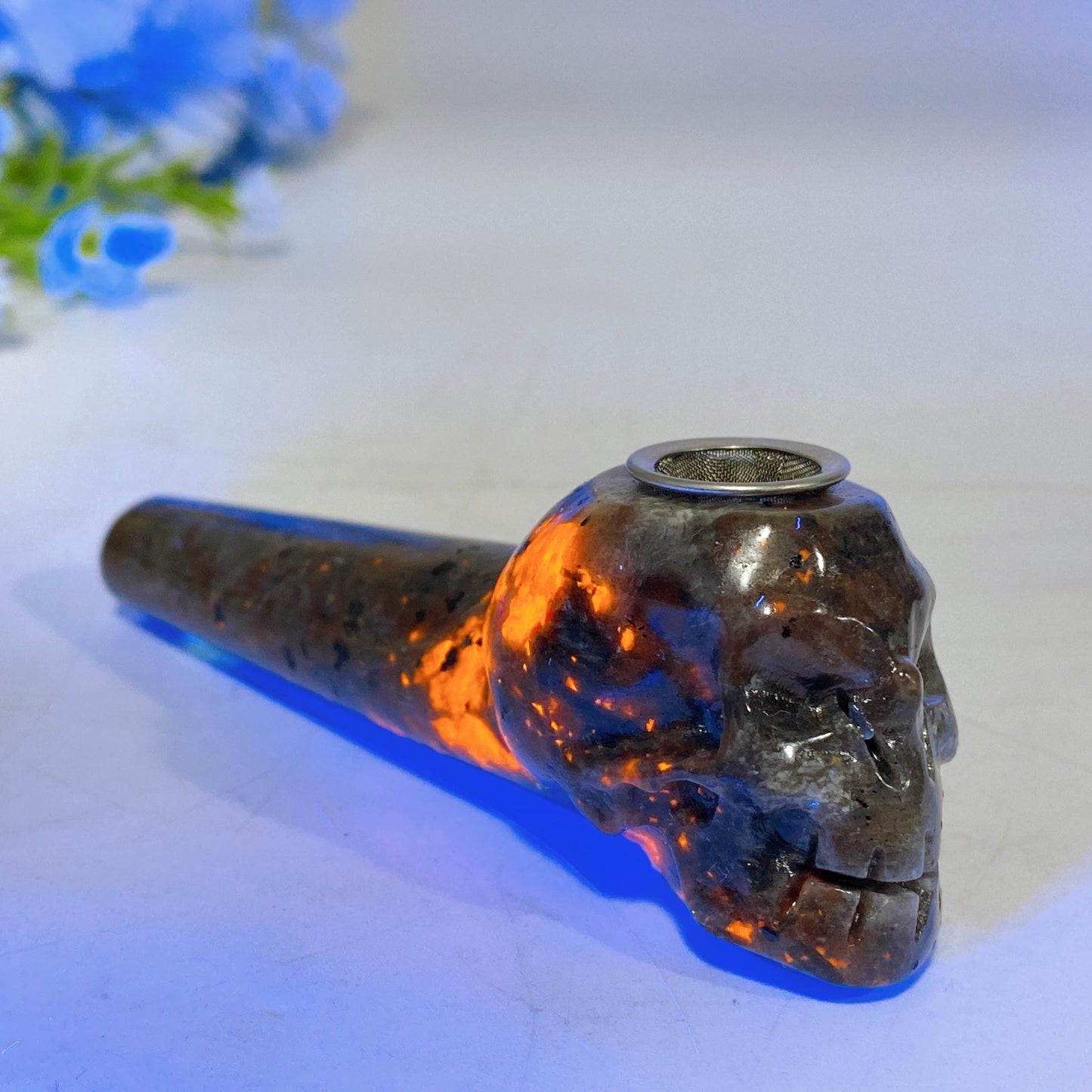 3.9" Crystal Skull Smoking Pipe Carving Crystal Healing Bulk Wholesale