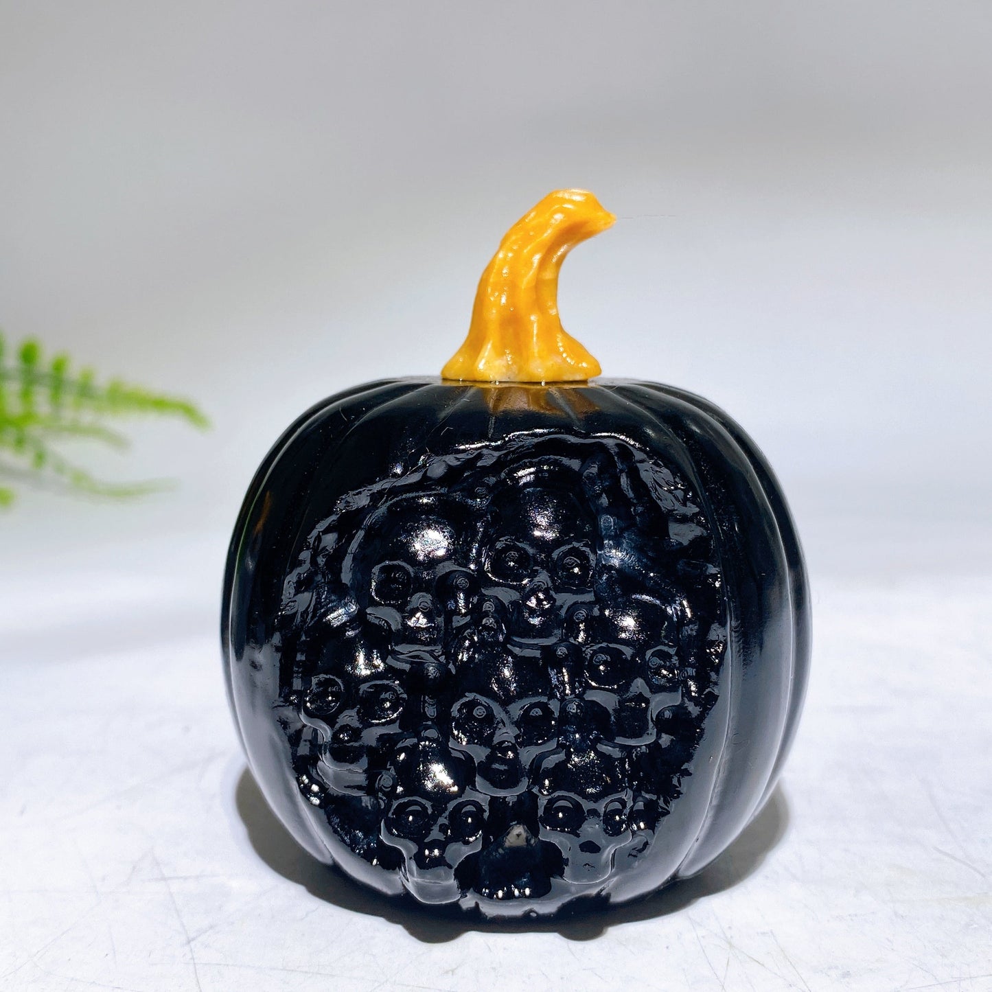 2.4" Crystal Pumpkin with Skulls Decor Carving Crystal Healing Bulk Wholesale