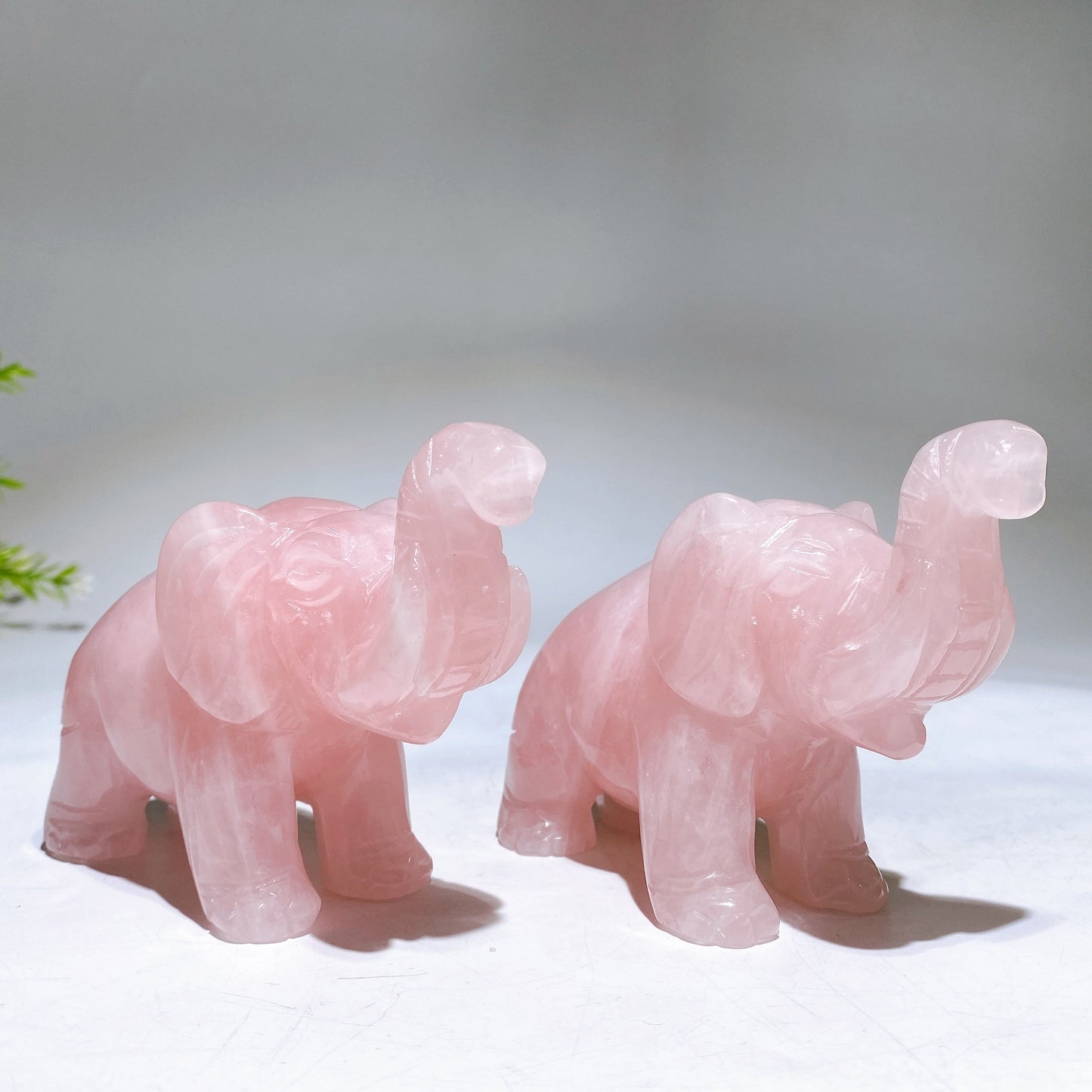 3.8" Rose Quartz Elephant Carving Crystal Healing Bulk Wholesale