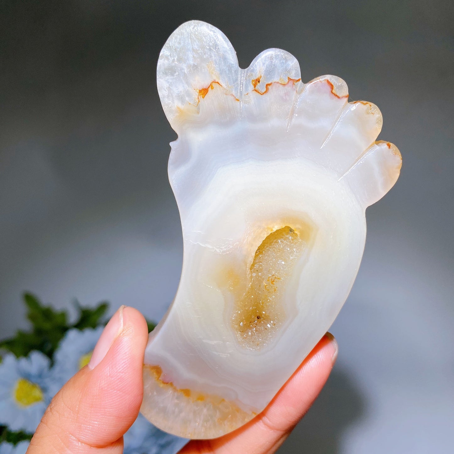 3.8" Druzy Agate Foot Carving Crystal Healing Bulk Wholesale