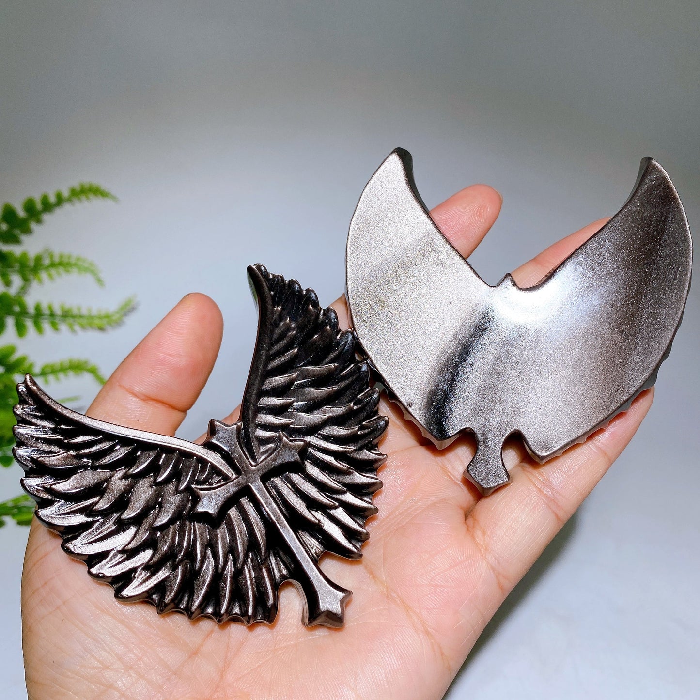 3.2" Silver Obsidian Wing Carving Crystal Healing Bulk Wholesale