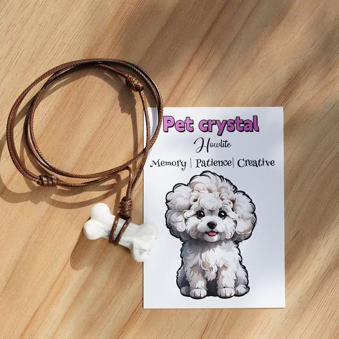 Pet Natural Crystal Bone Necklace Gift Box – Wear the Bond with Your Furry Friend