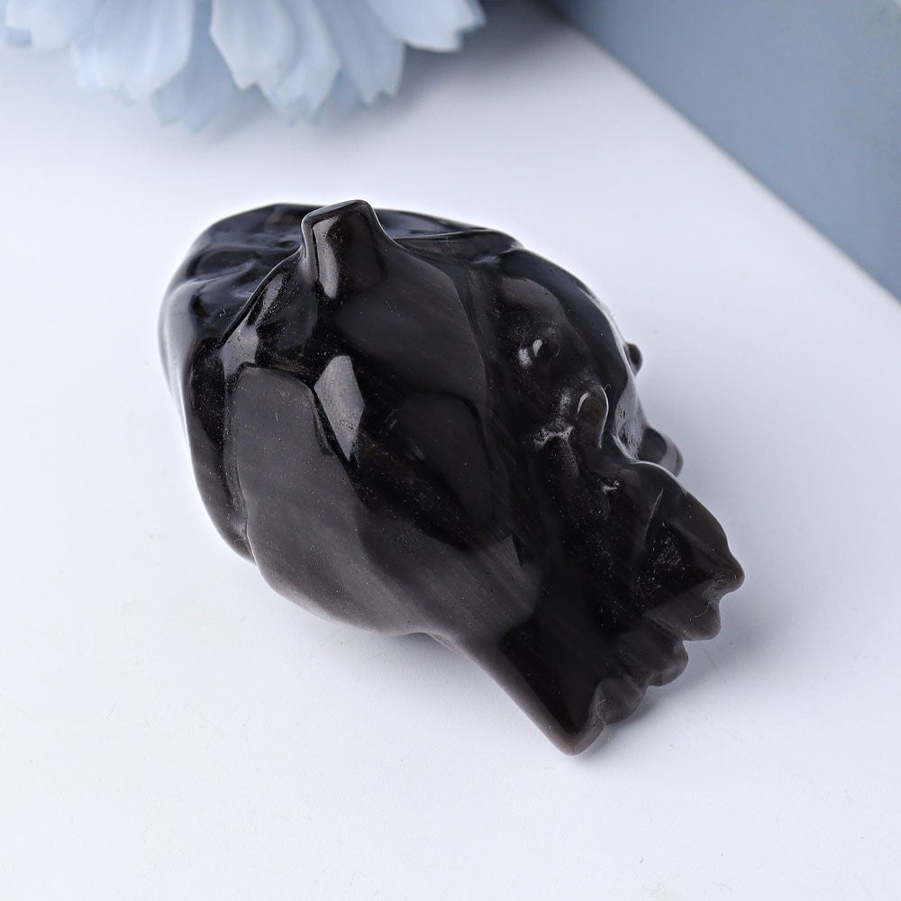 2.7" Silver Obsidian Heart Crystal Carvings Best Crystal Wholesalers