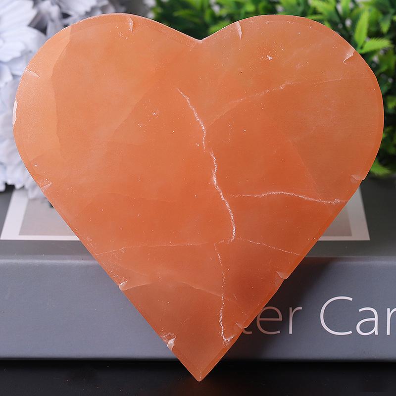 5" Peach Selenite Heart Shape Carving Bulk Best Crystal Wholesalers