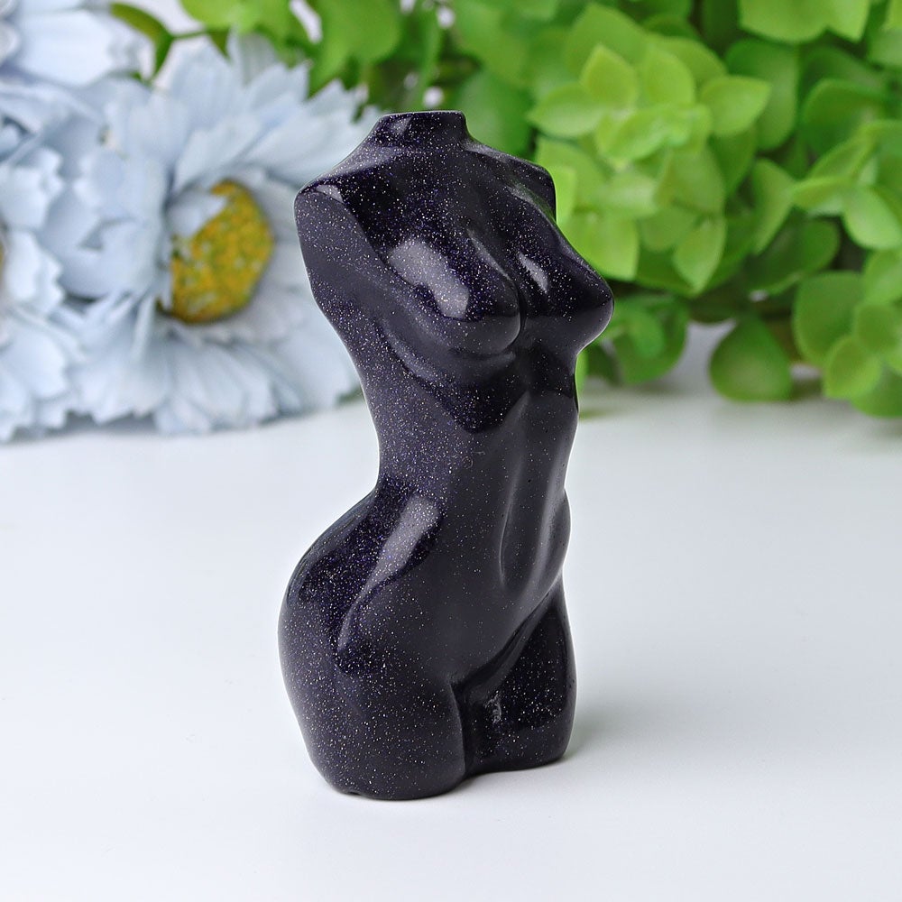 3" Blue Sandstone Woman Model Body Crystal Carvings Best Crystal Wholesalers