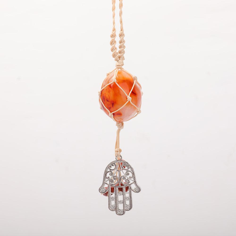 Straw Rope Wrapped Carnelian Stone Adjustable Necklace Best Crystal Wholesalers