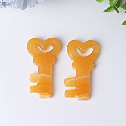 2.3" Orange Calcite Heart Key Crystal Carvings Model Bulk Best Crystal Wholesalers