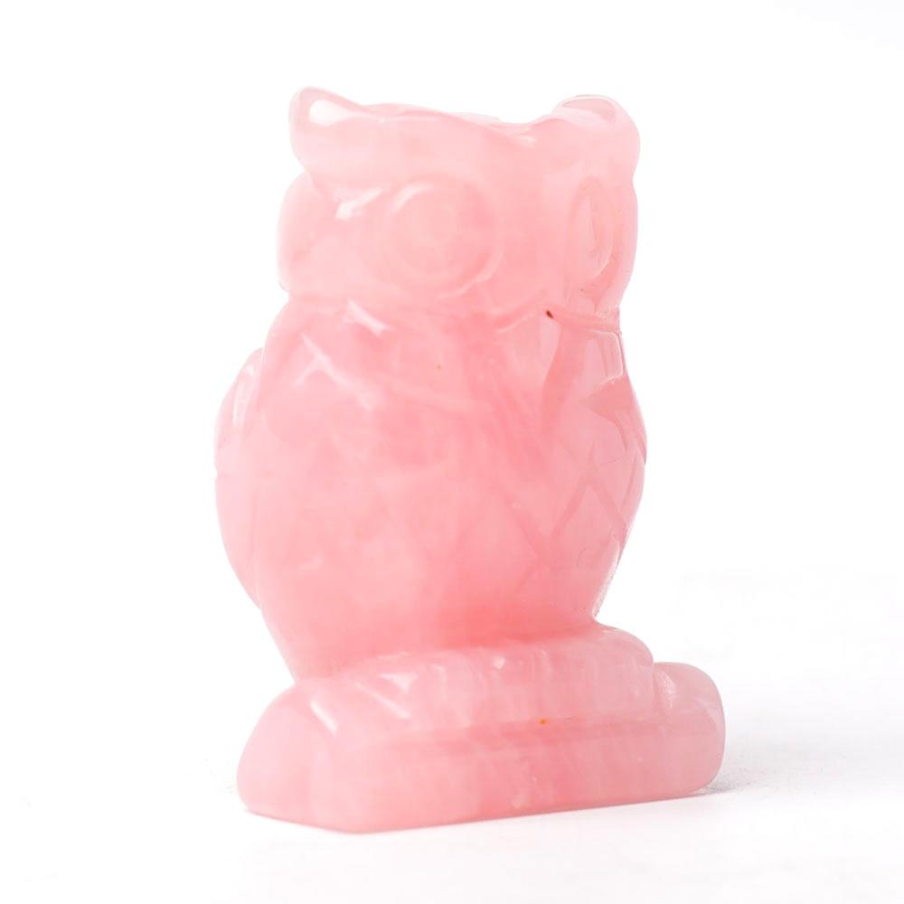 2.0" Rose Quartz Owl Figurine Crystal Carvings Animal Bulk Best Crystal Wholesalers