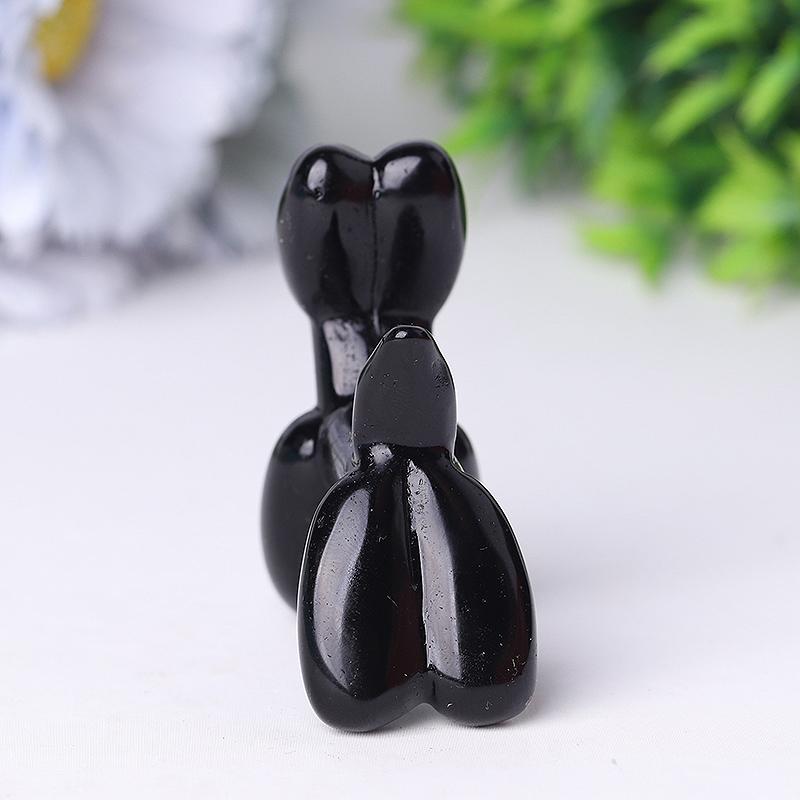 2.5" Black Obsidian Balloon Dog Crystal Carvings Animal Bulk Best Crystal Wholesalers