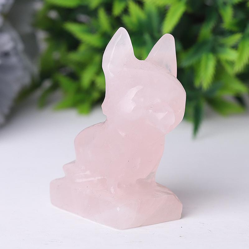 2.4" Rose Quartz Dog Crystal Carvings Animal Bulk Best Crystal Wholesalers