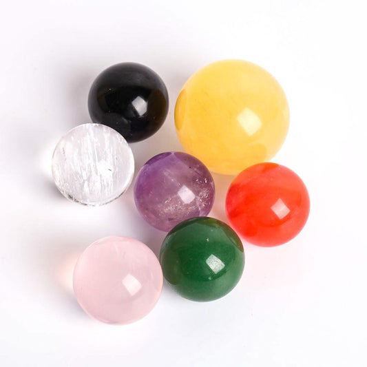 Chakra Sphere With Glass Chakra Stand Full Set