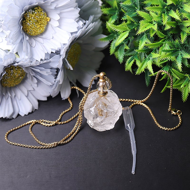 Raw Clear Quartz Perfume Bottle Necklace DIY Best Crystal Wholesalers