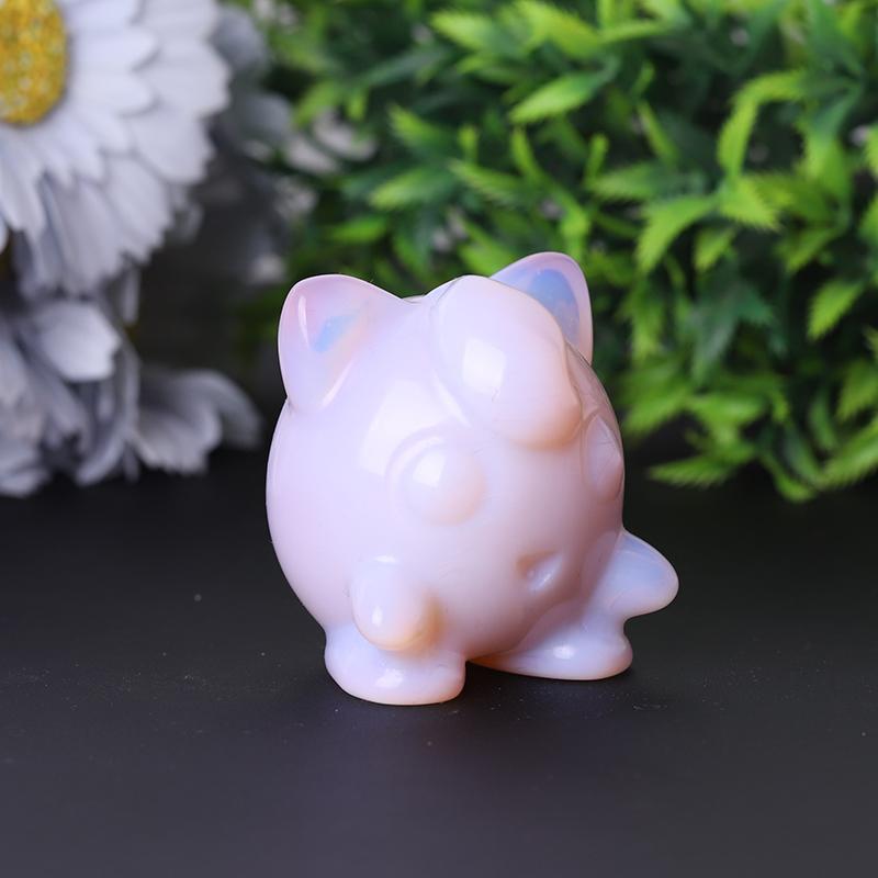 2" Pink Opalite Jigglypuff Carving Figurine Healing Decoration Cartoon Bulk Best Crystal Wholesalers