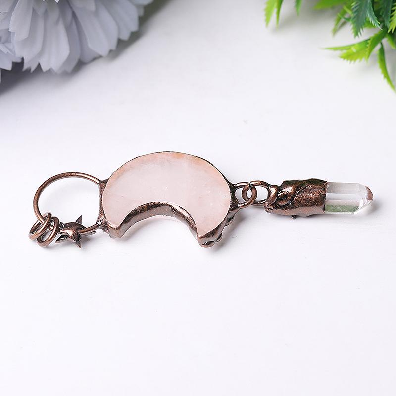 Rose Quartz Moon Shape Pendant for Jewelry DIY Best Crystal Wholesalers