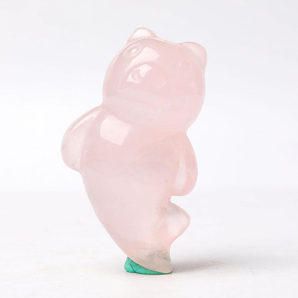 Rose Quartz Bear With Beauty Tail Crystal Carvings Animal Cartoon Bulk Best Crystal Wholesalers