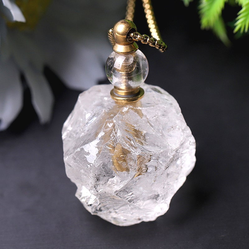 Raw Clear Quartz Perfume Bottle Necklace DIY Best Crystal Wholesalers