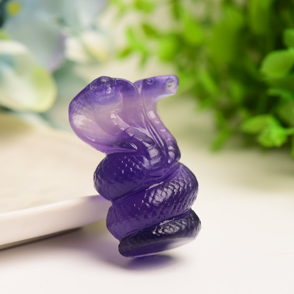 2.2" Fluorite Double Head Snake Crystal Carving Bulk WholesaleBest Crystal Wholesalers