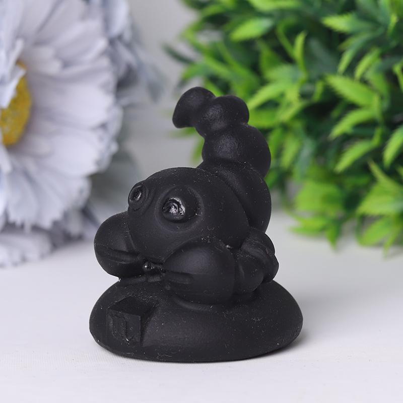 2" Black Obsidian Crystal Carvings Cartoon Bulk Best Crystal Wholesalers