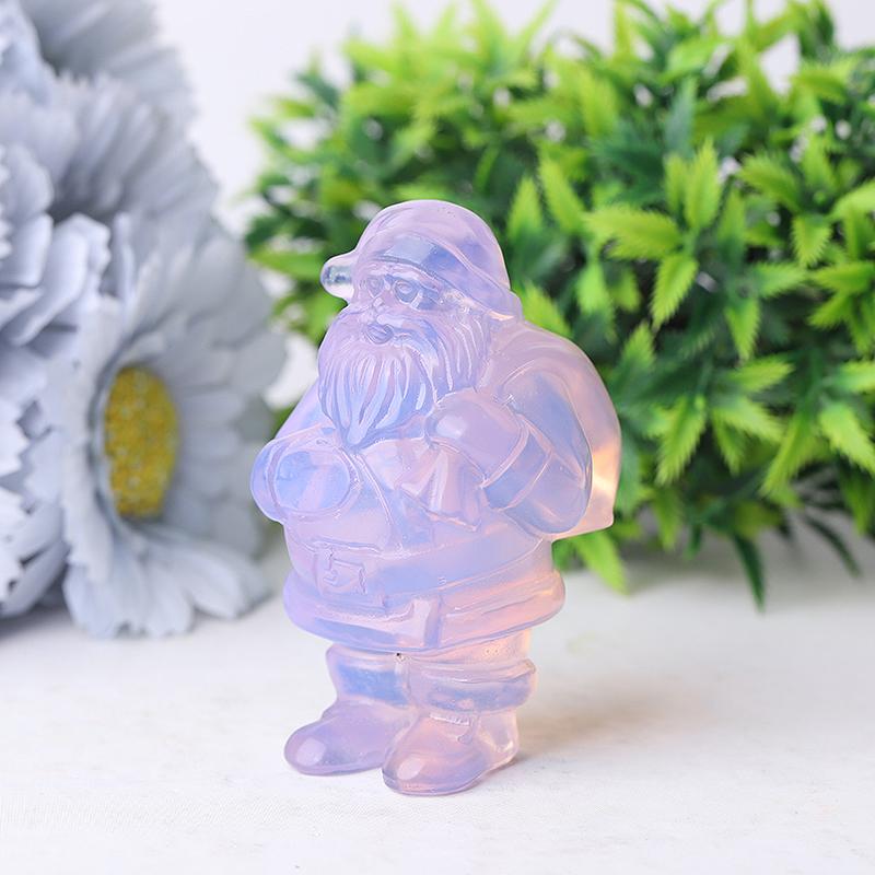 3" Pink Opalite Santa Claus Crystal Carvings for Christmas Best Crystal Wholesalers