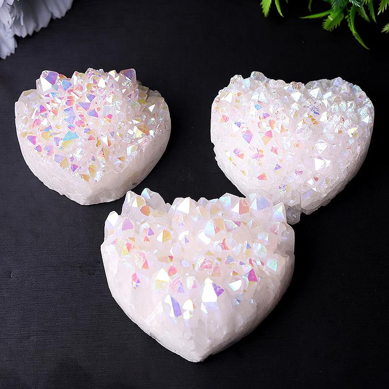 2" Aura Cluster Heart Shape Crystal Carvings Best Crystal Wholesalers