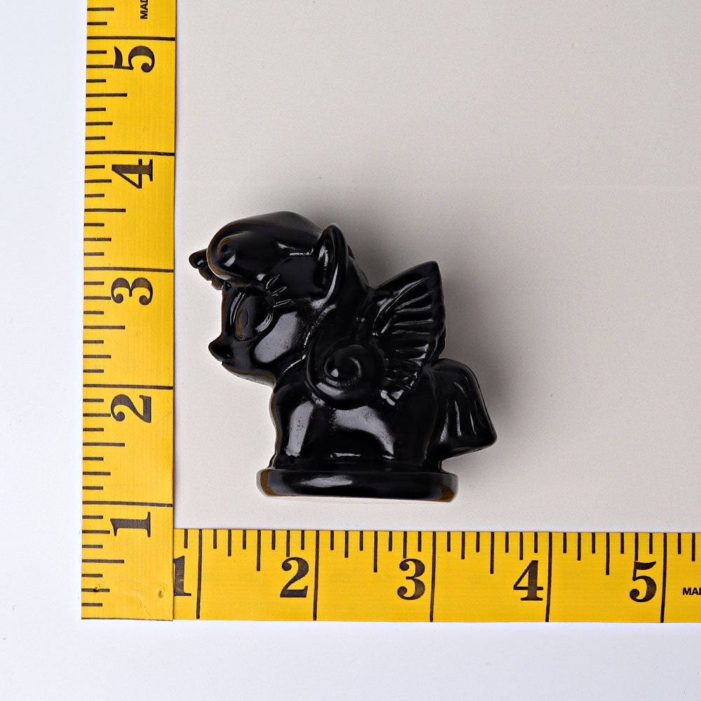 2.3" Black Obsidian Unicorn Crystal Carvings Animal Bulk Best Crystal Wholesalers