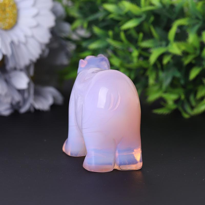 3" Pink Opal Bear Carving for Collection Crystal Gift Animal Bulk Best Crystal Wholesalers